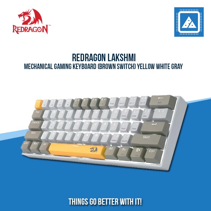 REDRAGON LAKSHMI MECHANICAL GAMING KEYBOARD (BROWN SWITCH) YELLOW WHITE GRAY REDRAGON LAKSHMI MECHANICAL GAMING KEYBOARD (BROWN SWITCH) YELLOW WHITE GRAY